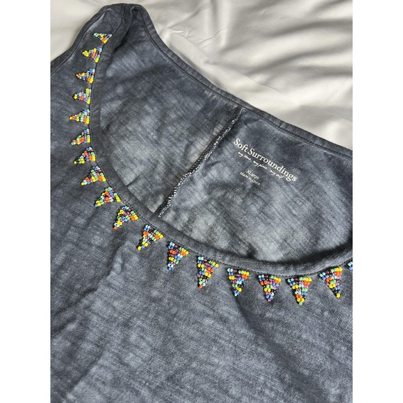 Soft Surroundings Tank Women XL Beaded Sleeveless Asymmetrical Embellished NWT - Picture 5 of 14